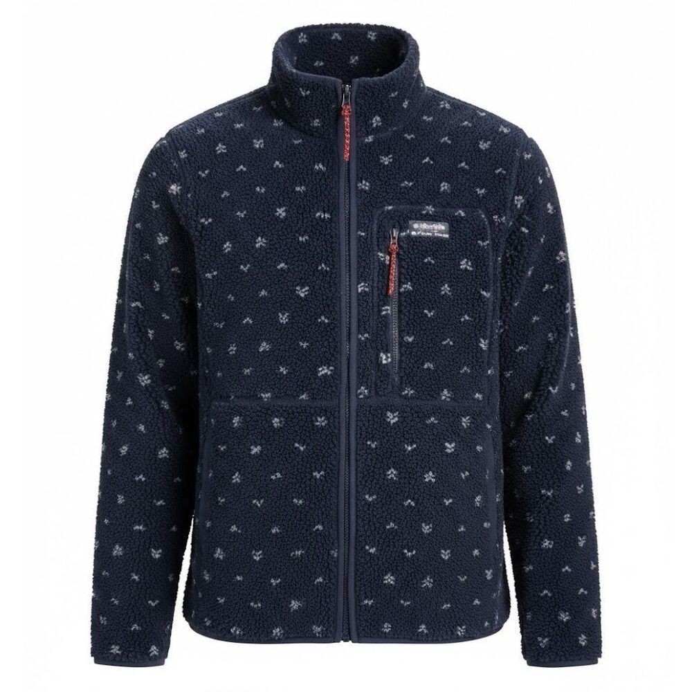 #799. Alpine Design NWT Navy Birds Eye Organic Cotton Sherpa Full Zip Fleece